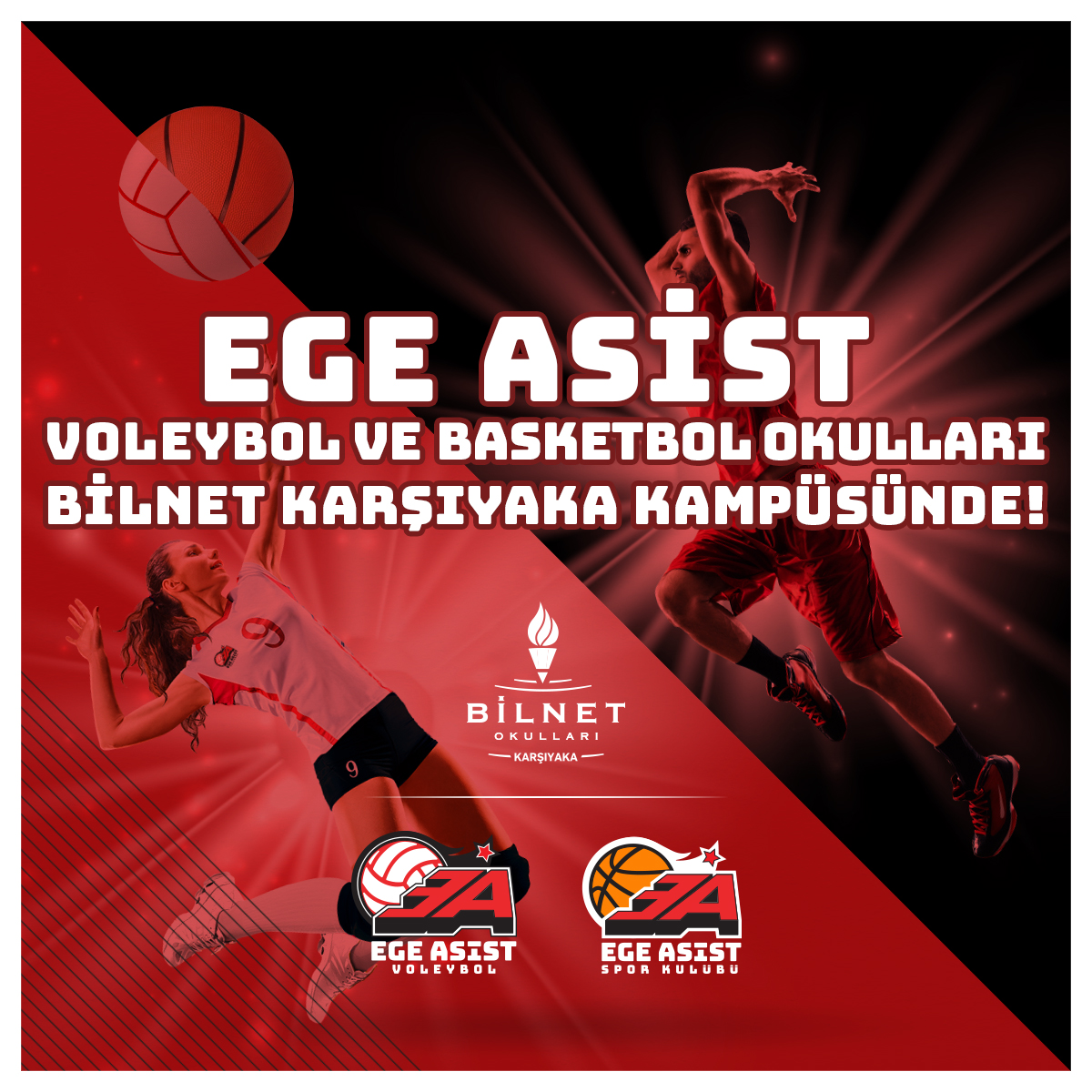 Ege Asist Voleybol ve Basketbol, Bilnet Okulları Karşıyaka Kampüsünde!